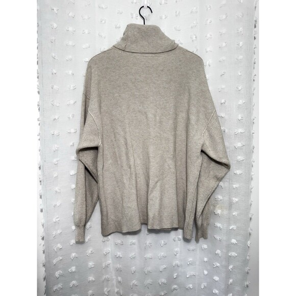 Free People Softly Structured Turtleneck Sweater Tunic Oatmeal Heather Medium - Picture 5 of 6